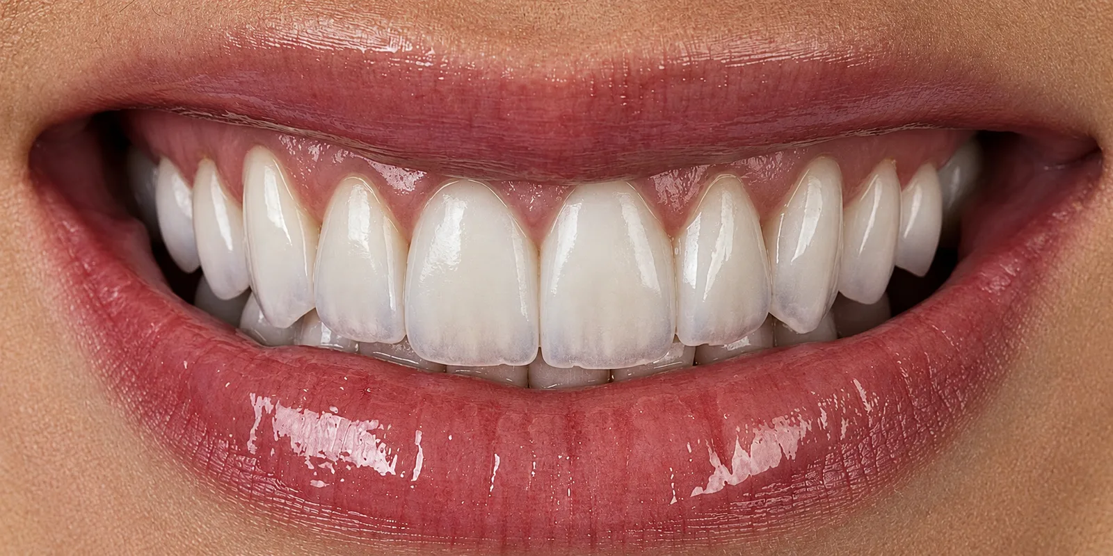 Sorriso com lentes de contato dental em close, usado na análise digital do sorriso